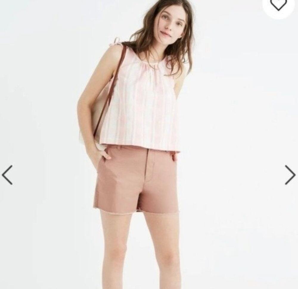 Madewell High Rise Twill Shorts Stretch sz 24 G2414 Raw Hem Pink Blush